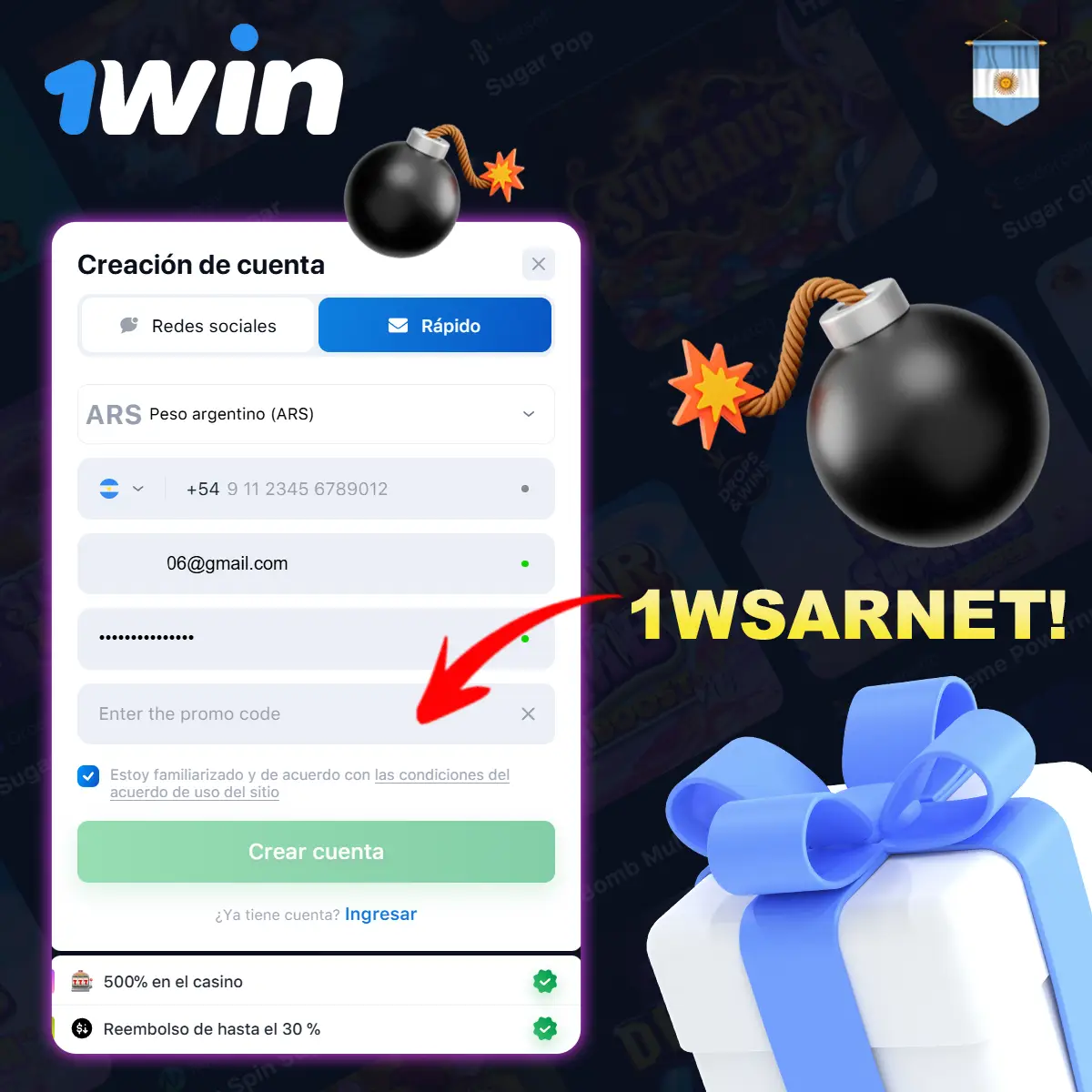1win Mines Promo code